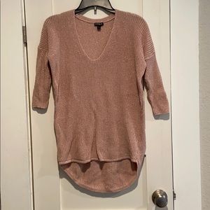Express blush metallic tunic-length sweater